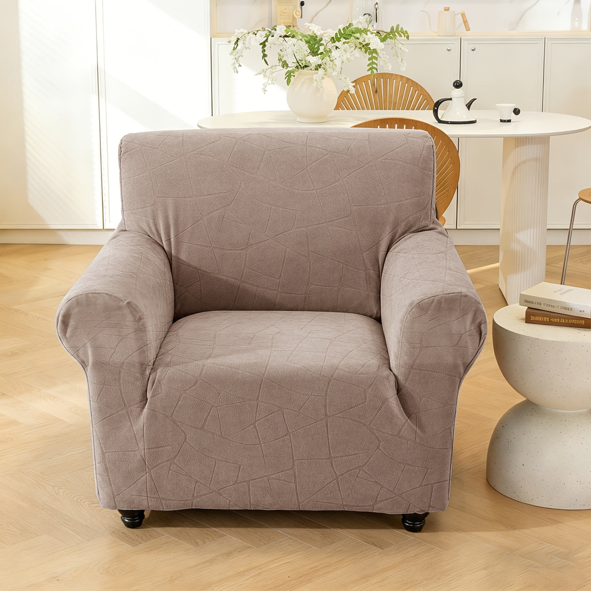 Housse de canapé extensible en polaire jacquard à motif géométrique à housses, autre coloris