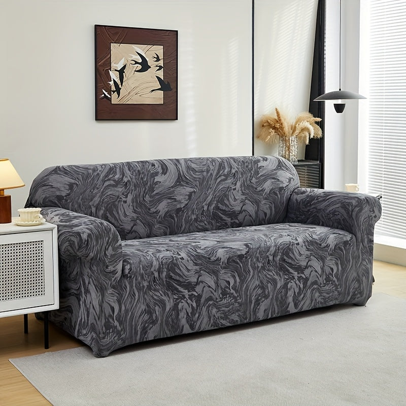 Housse de canapé extensible en fibre de lait matelassée à motif tropical, vue de dos