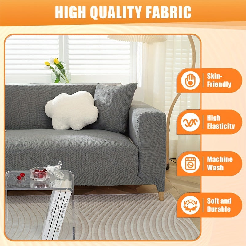 Housse de canapé épaisse extensible en polaire jacquard, housse posée