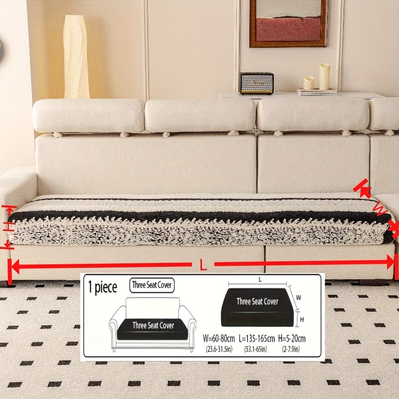 Housse de canapé extensible en velours antidérapante d'esprit vintage, gros plan sur le tissu