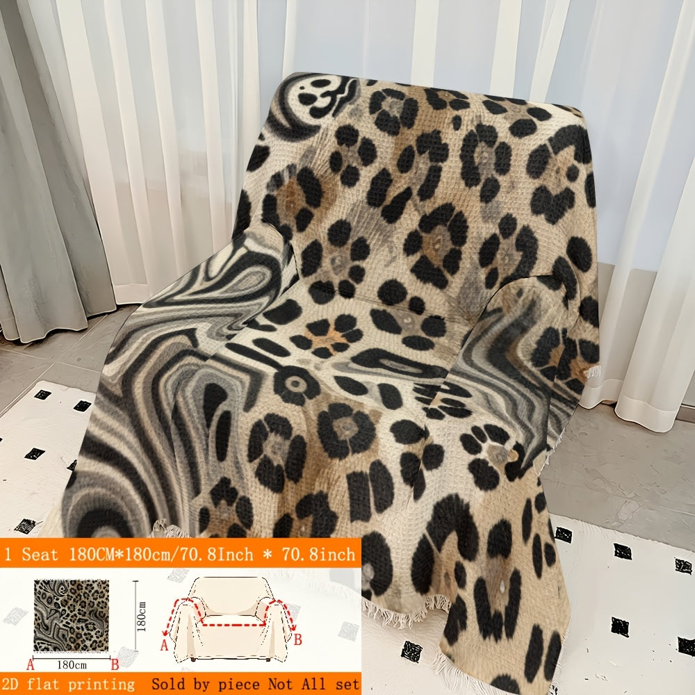 Housse de canapé en polyester imprimée à motif léopard, compatible fauteuil, canapé deux places, canapé trois places