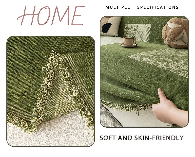 Housse de canapé en jacquard à rayures antidérapante d'esprit bohème, gros plan sur le tissu