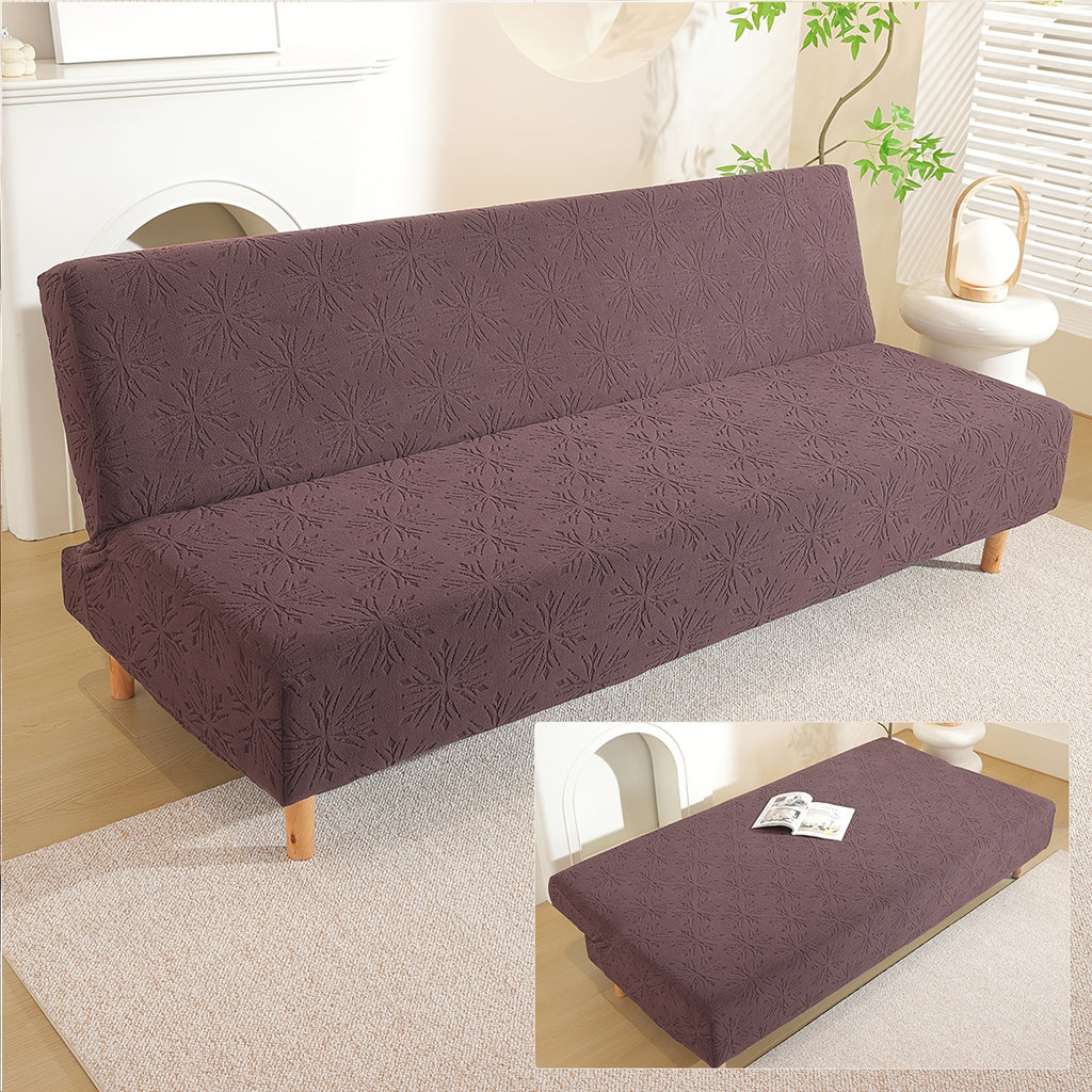 Housse de canapé extensible en polaire jacquard sans accoudoirs, vue d'ensemble