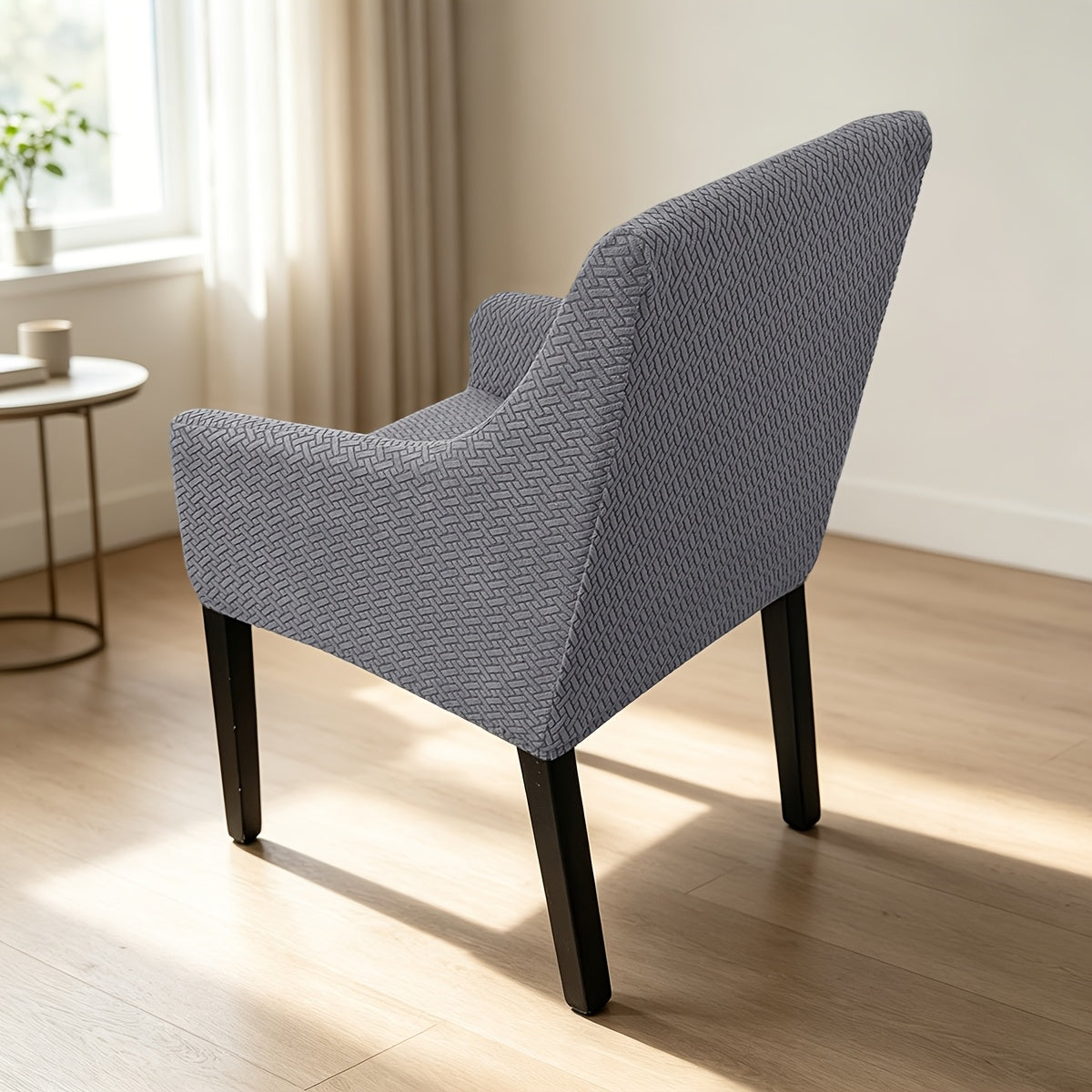 Housse de chaise extensible en polaire jacquard en T, vue de dos