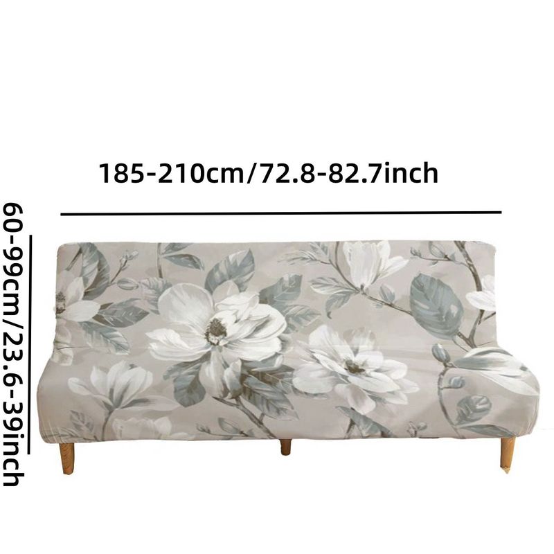 Housse de canapé extensible en fibre de lait à motif fleuri sans accoudoirs — détail de la matière : fibre de lait