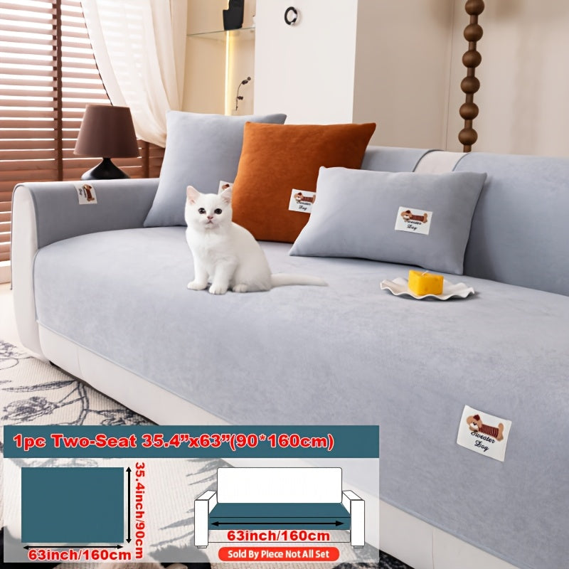 Housse de canapé en peluche matelassée à rayures antidérapante, autre coloris