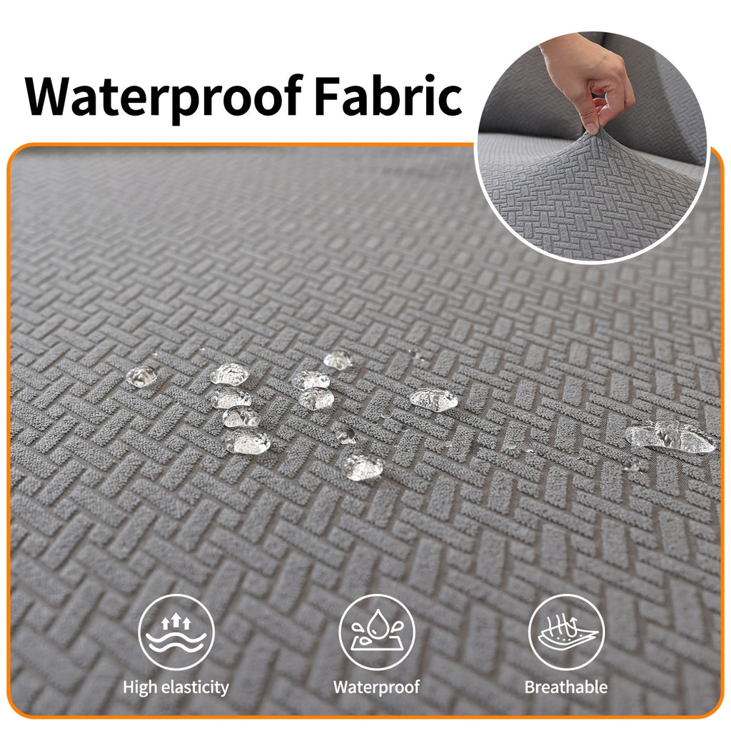Housse de canapé extensible en polaire jacquard antidérapante, détail de la finition