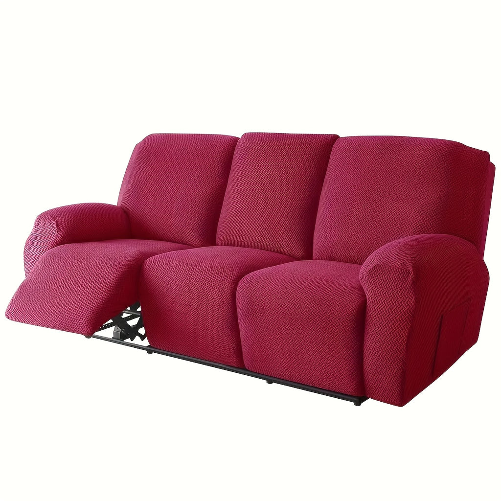 Housse de canapé extensible en polaire jacquard à motif géométrique, housse posée