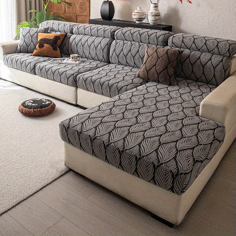 Housse de canapé en polaire jacquard antidérapante d'esprit bohème, détail de la finition