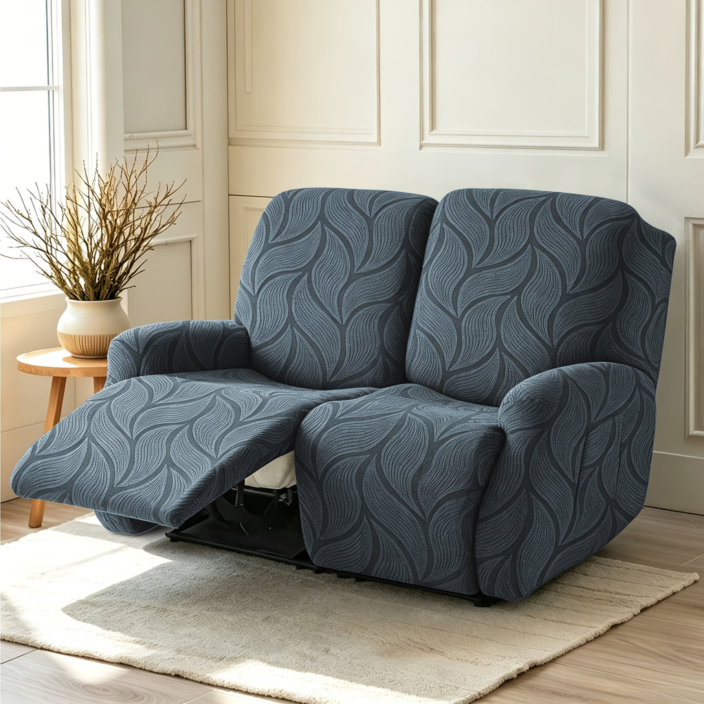 Housse de canapé extensible en polaire jacquard à motif feuillage, vue de dos