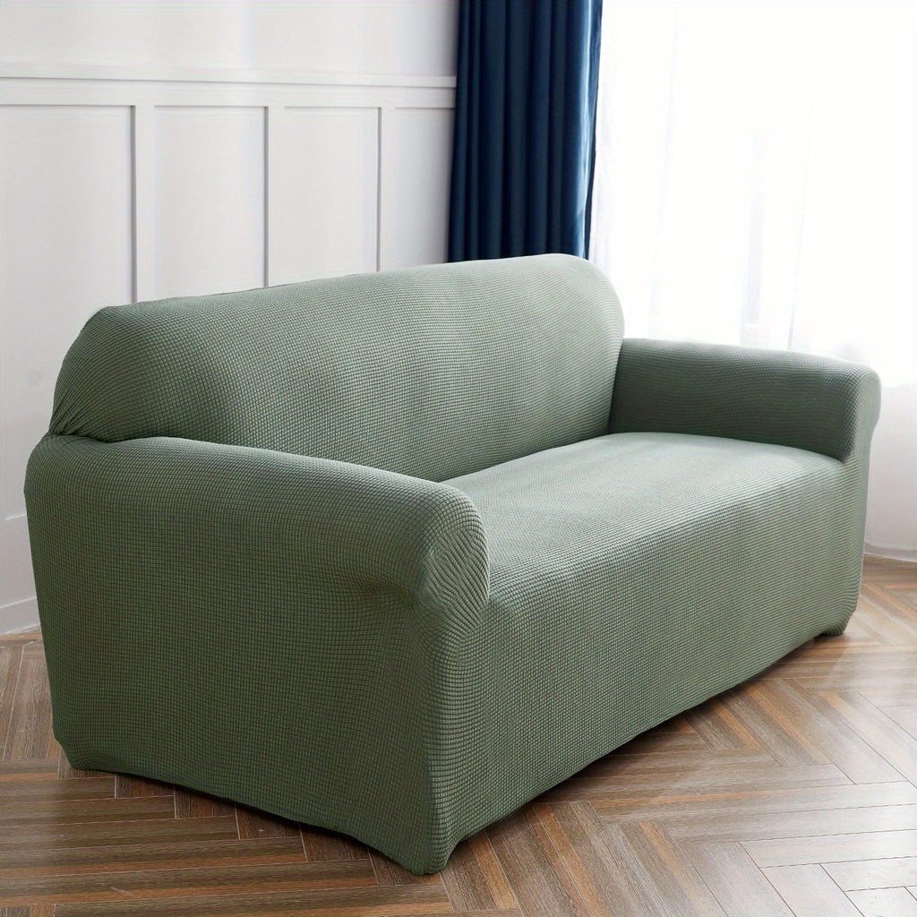 Housse de canapé extensible en polaire matelassée antidérapante, mise en situation