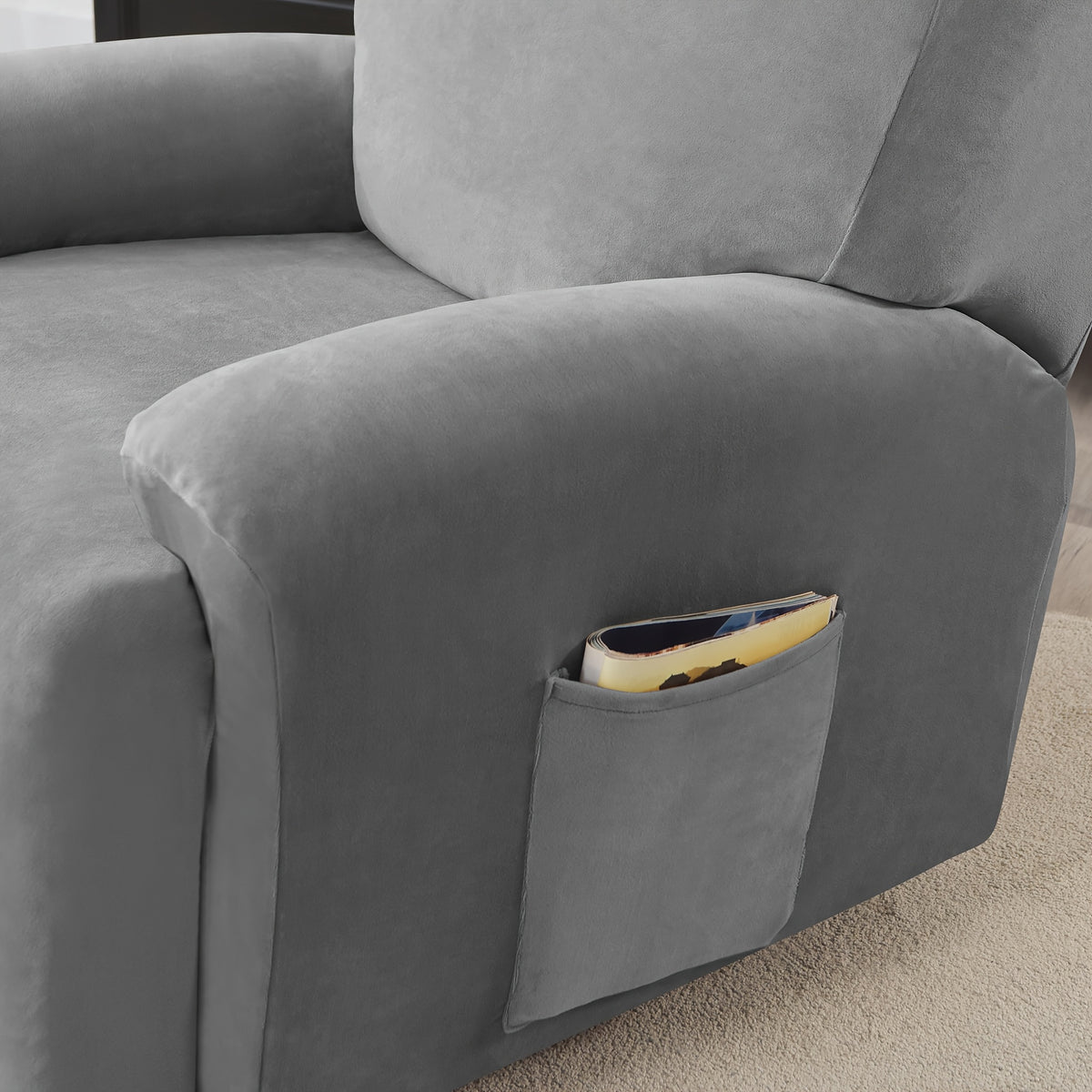 Housse de canapé extensible en velours, mise en situation