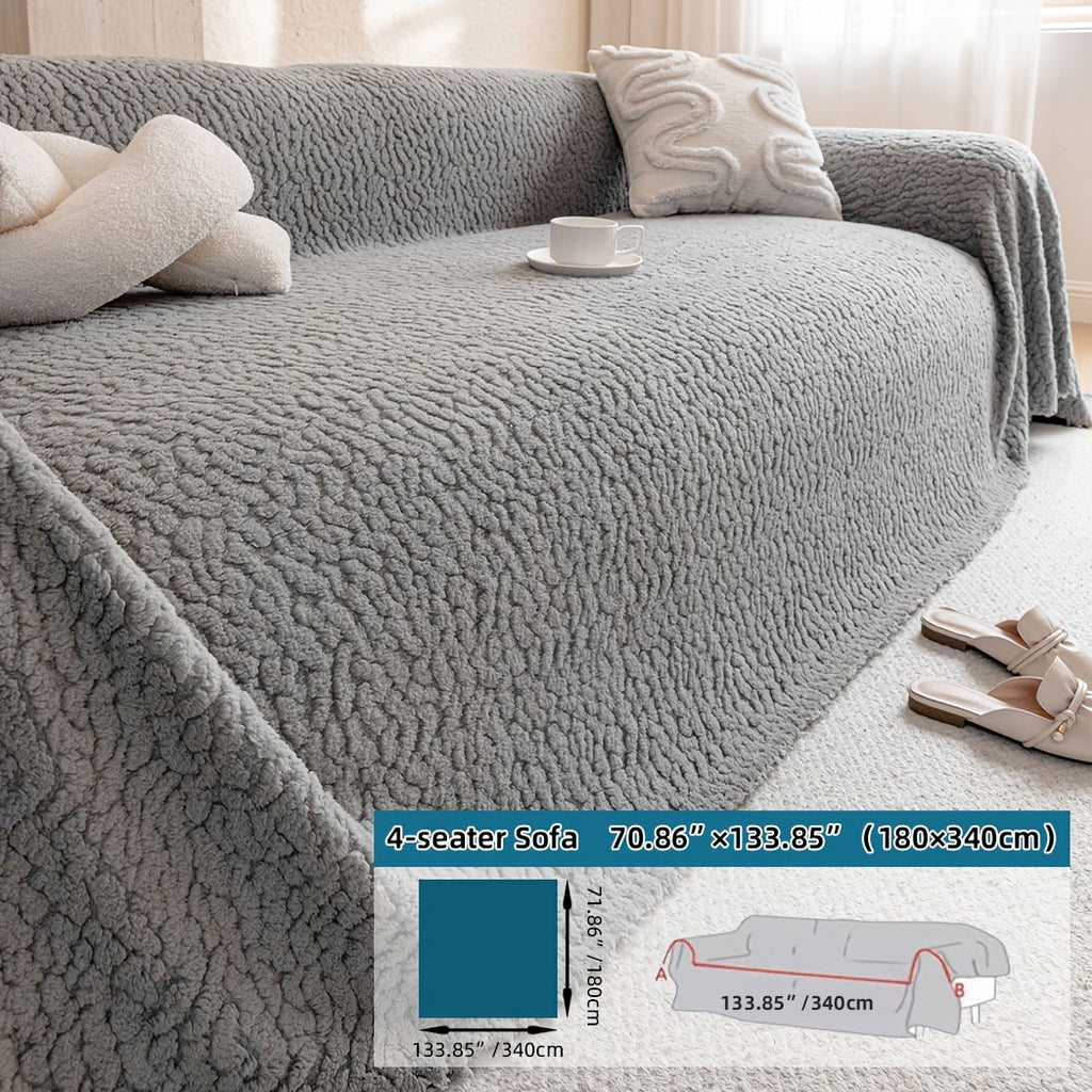 Housse de canapé épaisse en velours jacquard antidérapante, gros plan sur le tissu