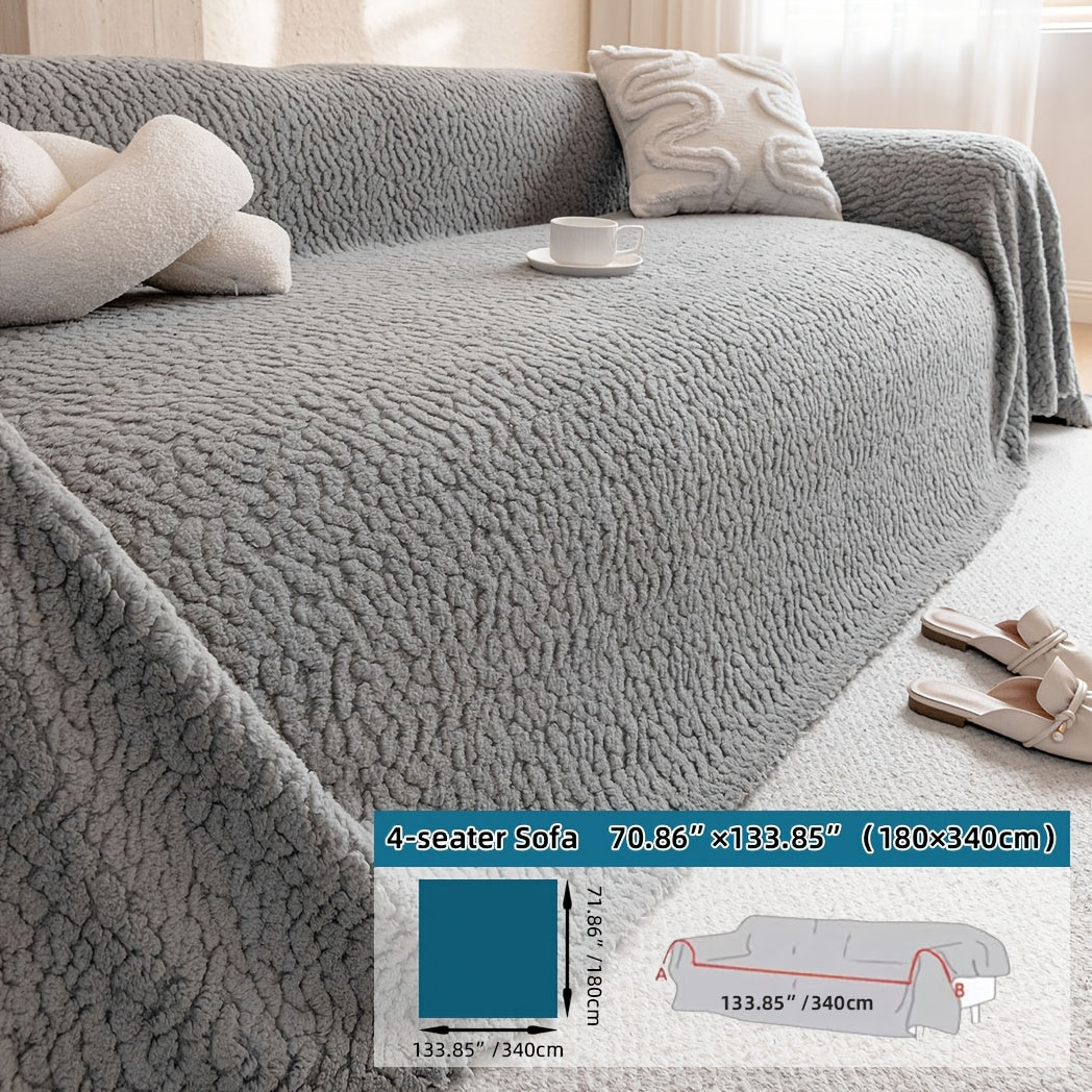 Housse de canapé épaisse en velours jacquard antidérapante, gros plan sur le tissu