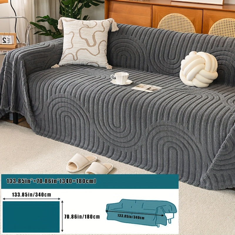 Housse de canapé épaisse en velours jacquard d'esprit vintage, visuel produit