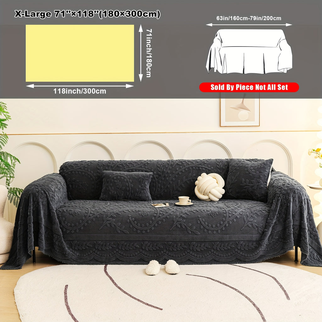 Housse de canapé en velours jacquard d'esprit bohème, gros plan sur le tissu
