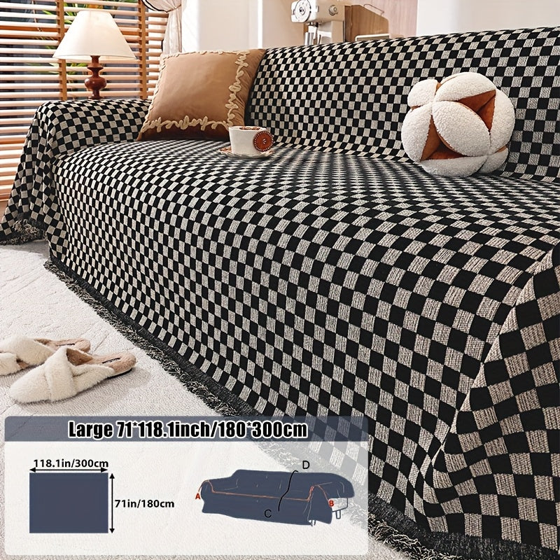 Housse de canapé en chenille d'esprit vintage, visuel produit