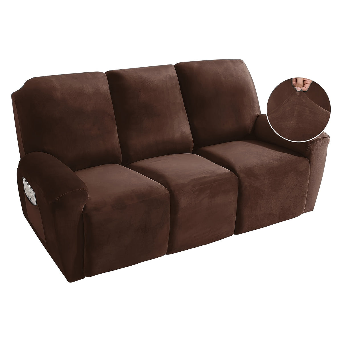 Housse de fauteuil en polaire jacquard, détail de l'ourlet