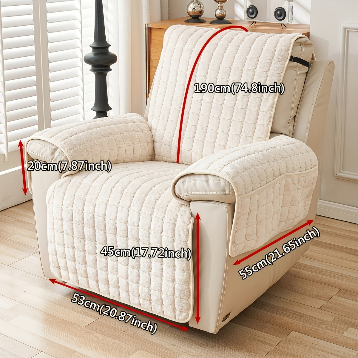 Housse de canapé antidérapante pour fauteuil, gros plan sur le tissu