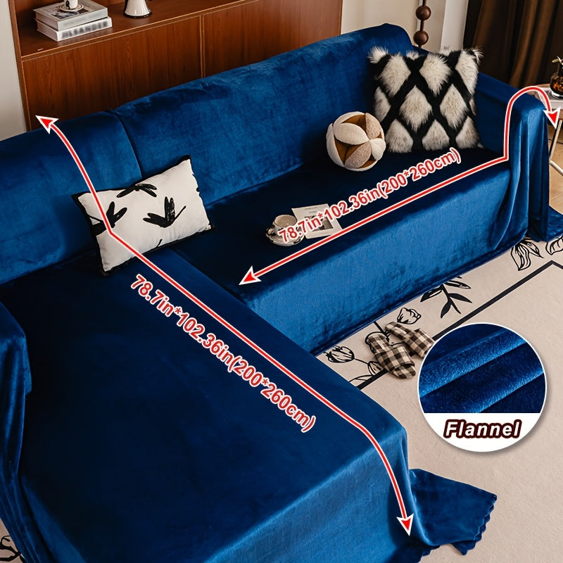 Housse de canapé épaisse en polyester antidérapante d'esprit vintage, vue de dos