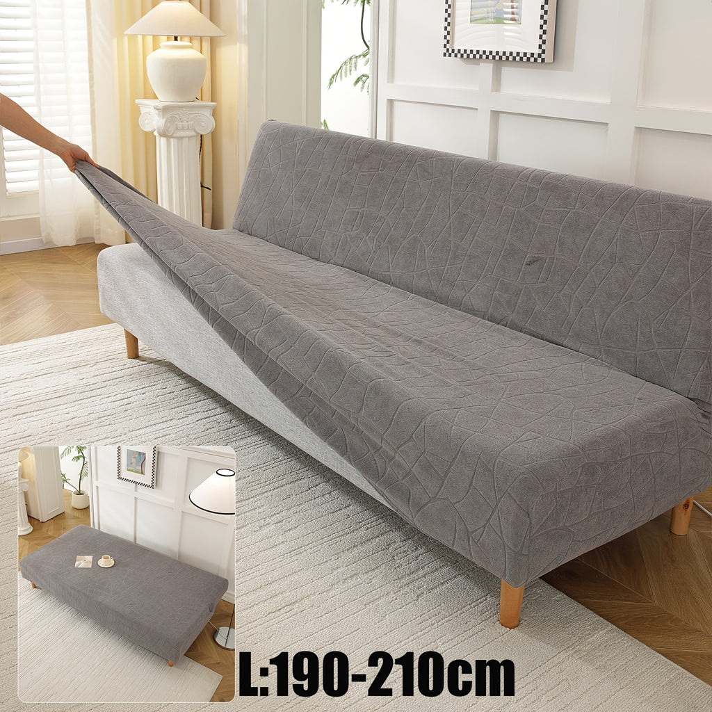 Housse de canapé extensible en polaire jacquard sans accoudoirs, vue de dos