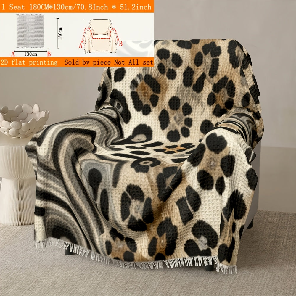 Housse de canapé en polyester imprimée à motif léopard — détail de la matière : polyester Image