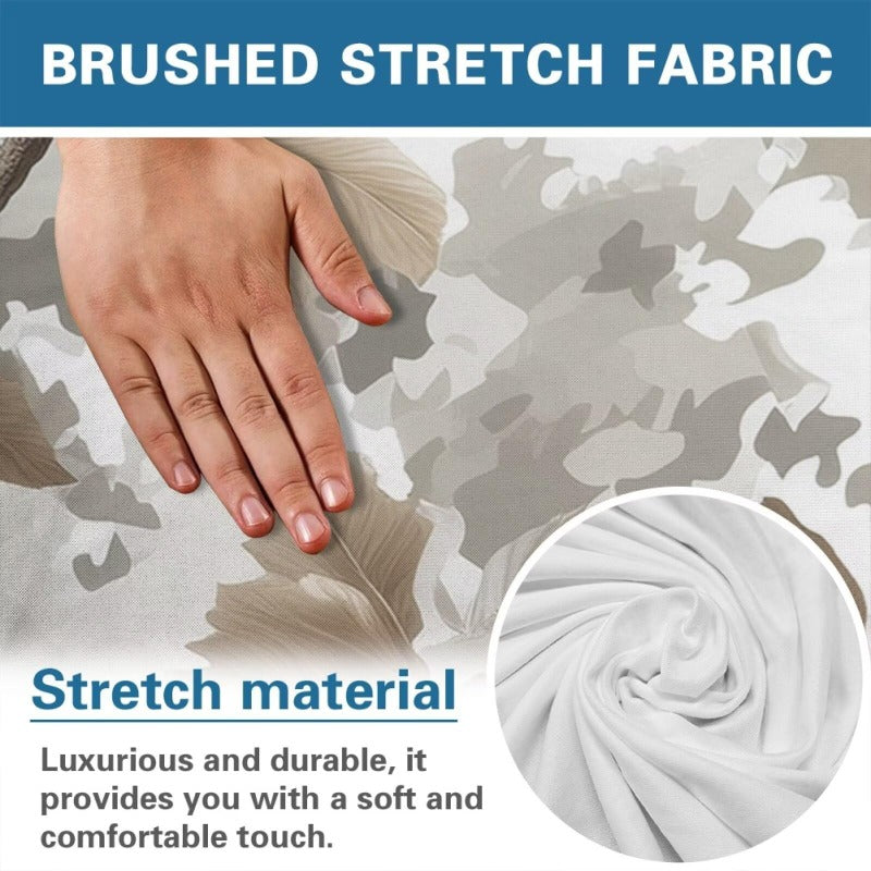 Housse de canapé extensible en fibre de lait matelassée à motif feuillage, mise en situation