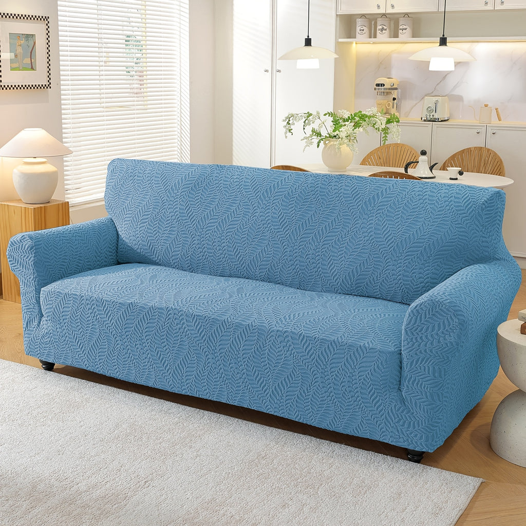Housse de canapé extensible en polaire jacquard à rayures, gros plan sur le tissu