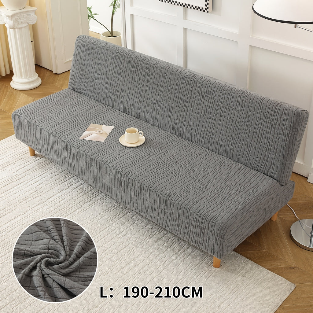 Housse de canapé extensible en polaire jacquard sans accoudoirs, vue de dos
