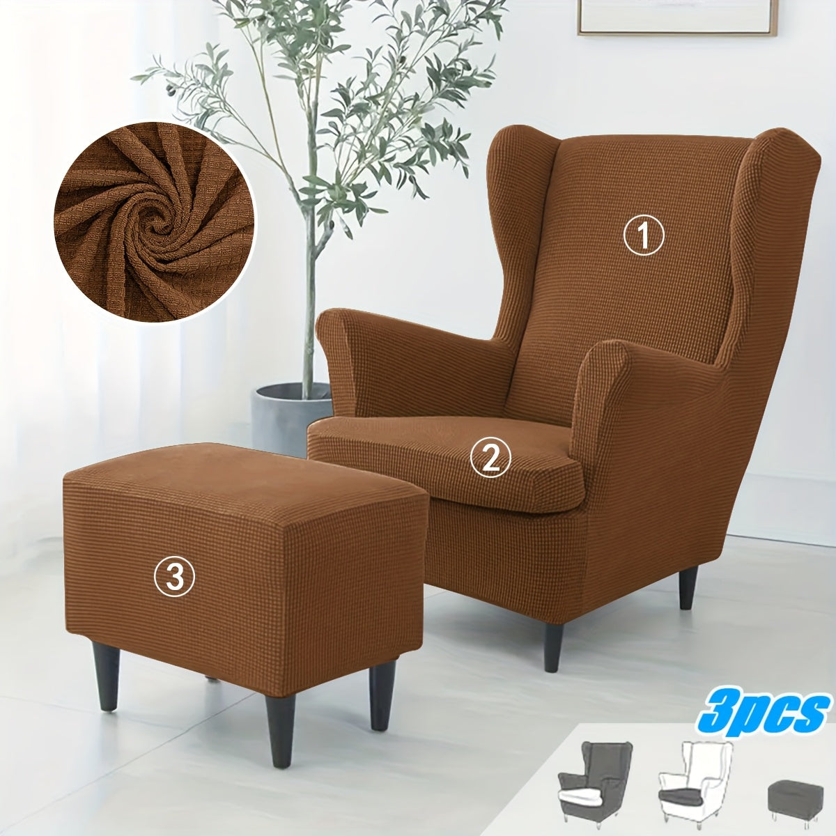 Housse de fauteuil extensible en polaire jacquard pour fauteuil, détail de la finition