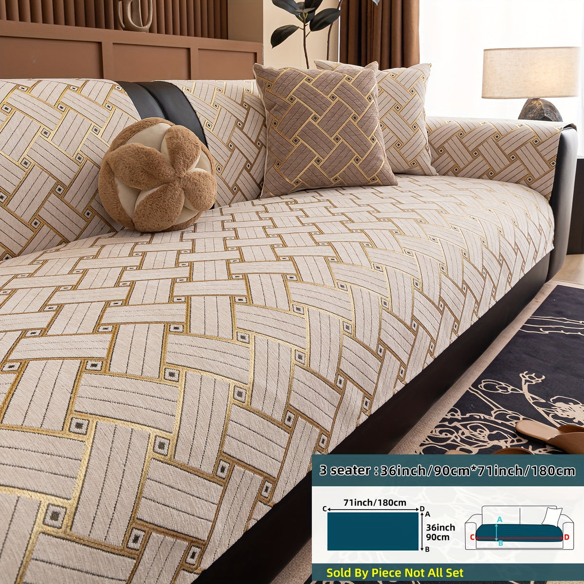Housse de coussin en chenille antidérapante d'esprit bohème, tissu de 350 à 400 g/m²