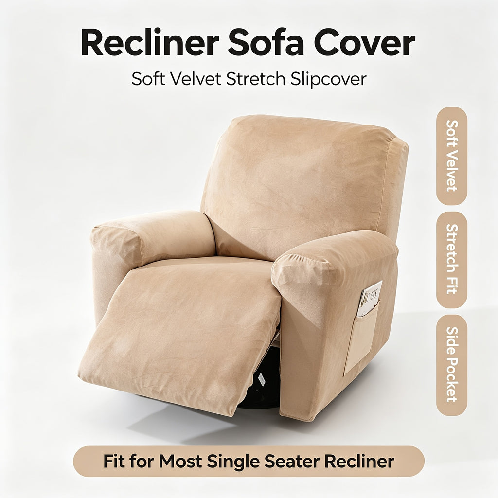 Housse de fauteuil extensible en velours antidérapante, autre coloris