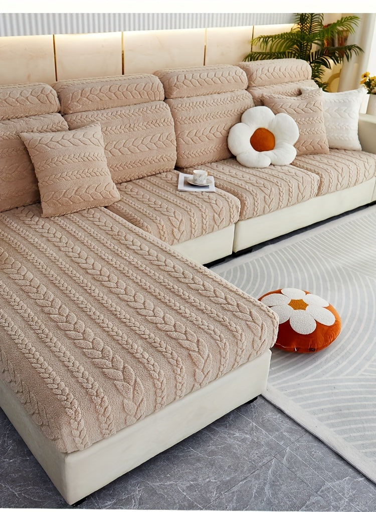Housse de canapé extensible en velours jacquard antidérapante à housses
