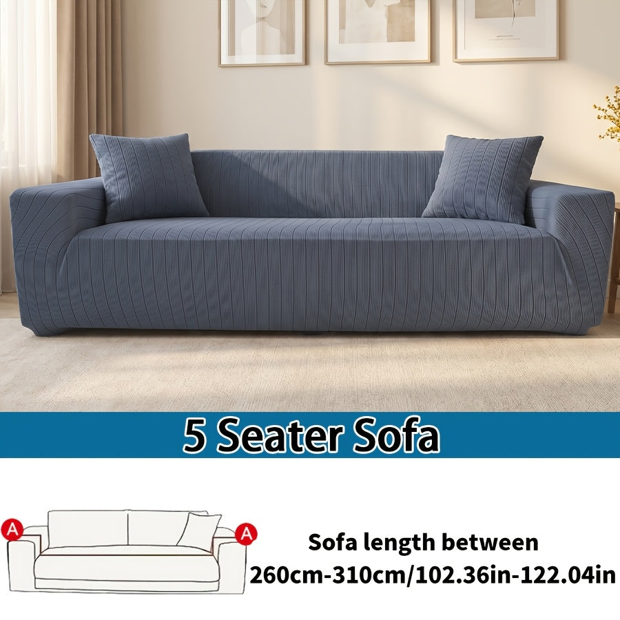 Housse de canapé extensible en polaire jacquard antidérapante, détail de l'ourlet