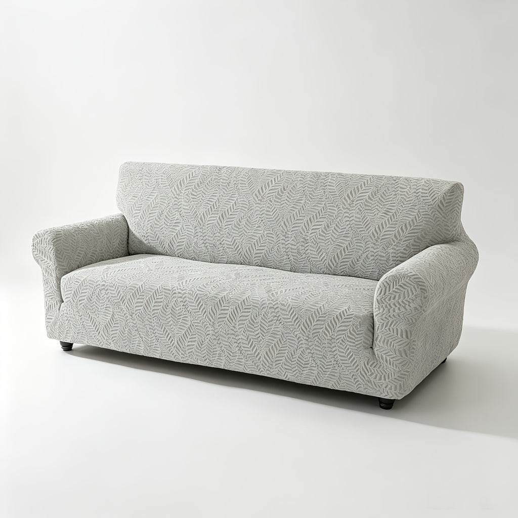 Housse de canapé extensible en polaire jacquard à motif feuillage anti-griffes, housse posée