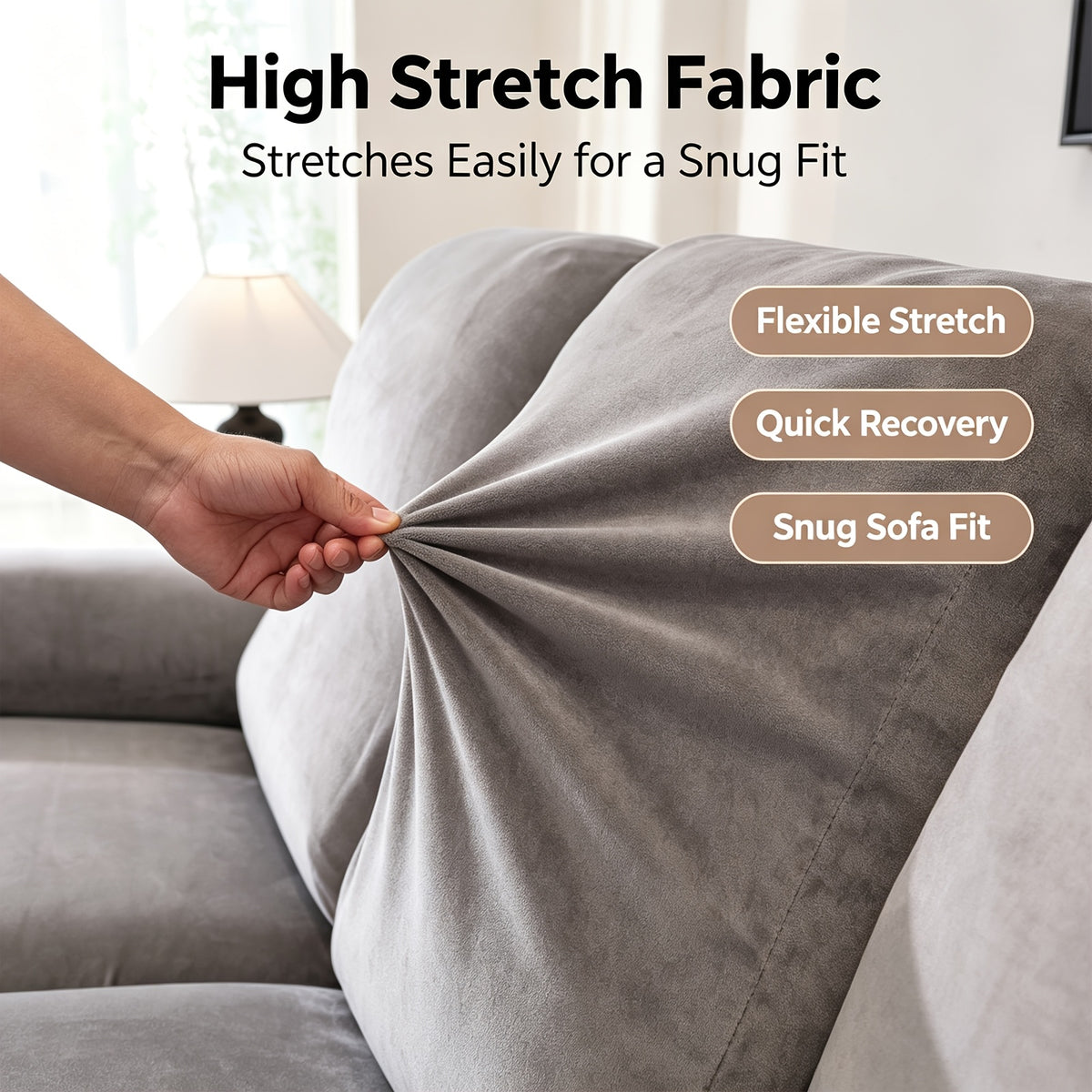 Housse de fauteuil extensible en velours antidérapante, visuel produit