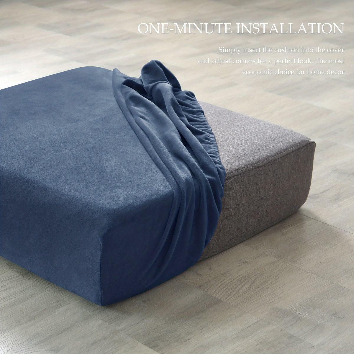 Housse de canapé extensible en velours antidérapante, détail de l'ourlet