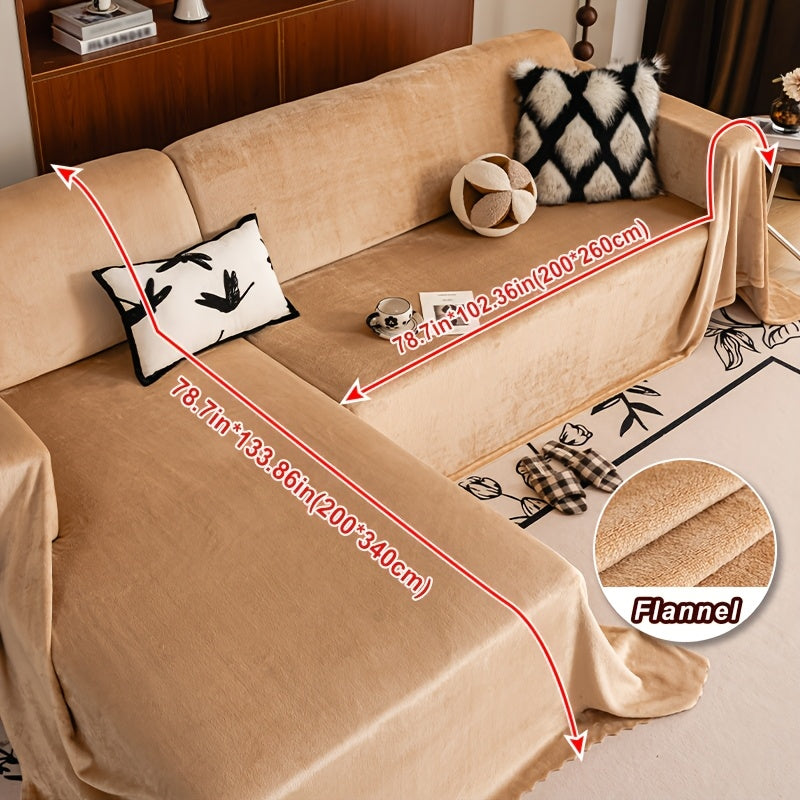 Housse de canapé épaisse en polyester antidérapante d'esprit vintage, mise en situation
