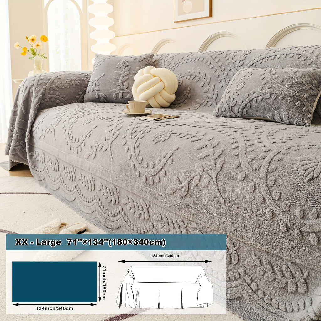 Housse de canapé épaisse en velours jacquard, détail de la finition