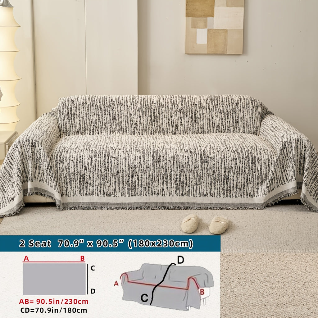 Housse de canapé épaisse en chenille jacquard à volants, gros plan sur le tissu