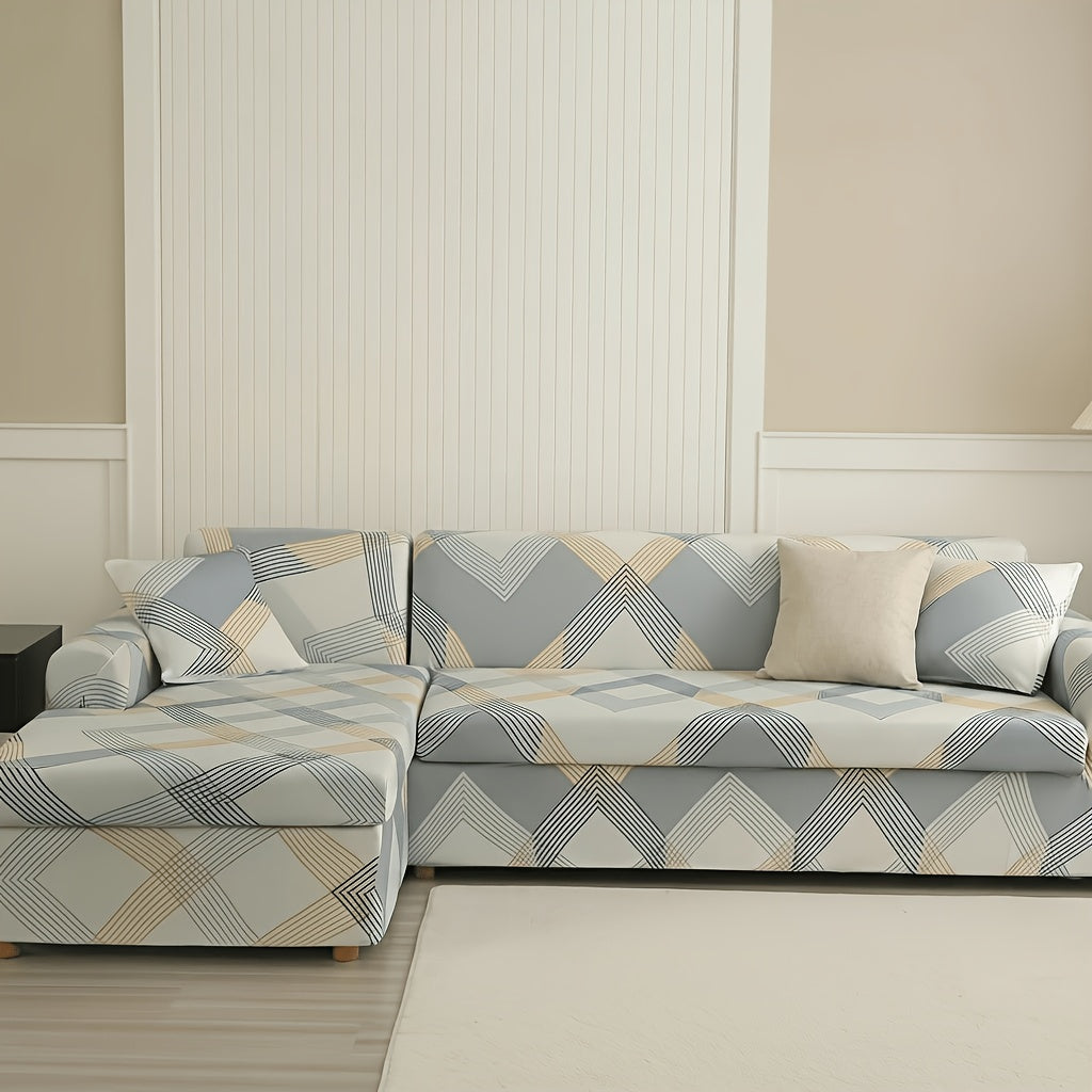 Housse de canapé en velours pour canapé trois places au rendu glamour, tissu de 160 à 180 g/m²