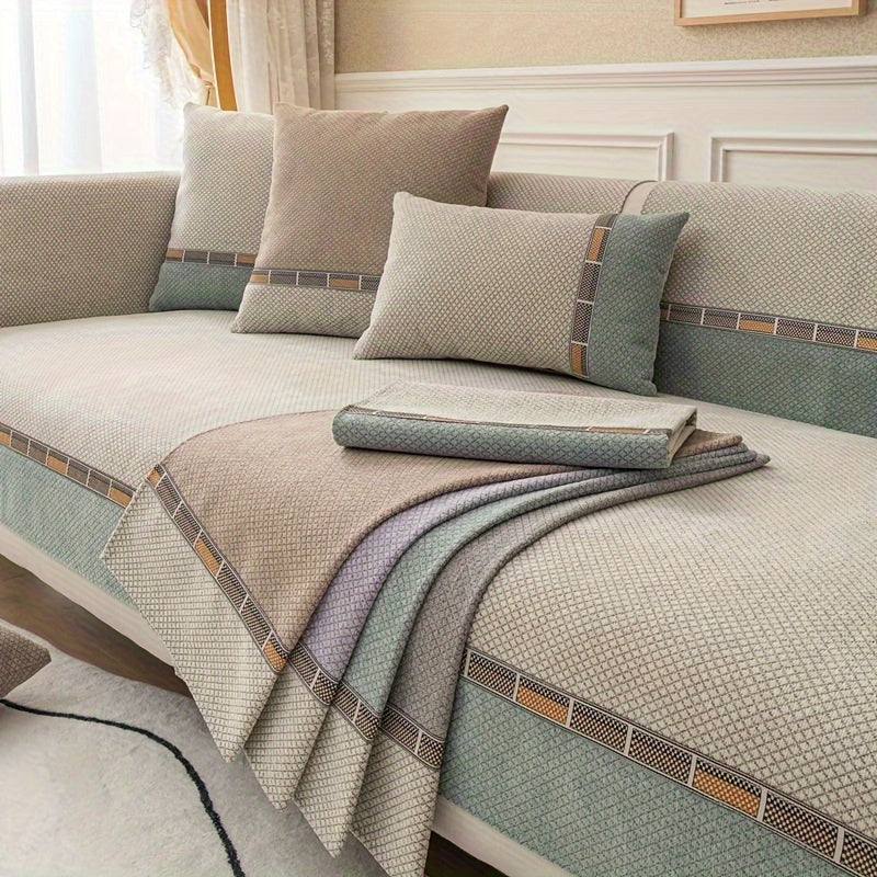 Housse de coussin épaisse en chenille matelassée antidérapante à housses Image