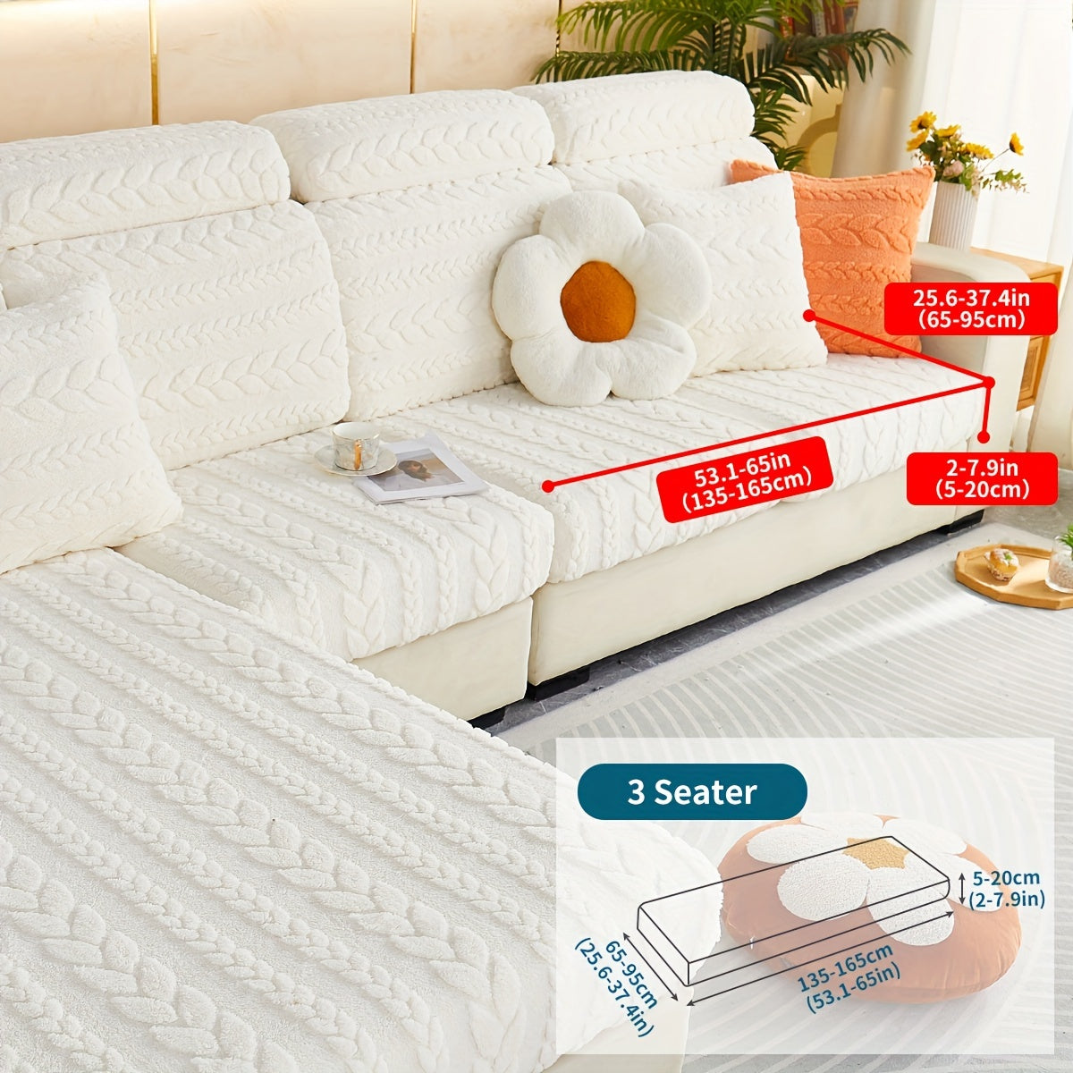 Housse de canapé épaisse extensible en velours jacquard antidérapante, tissu de 200 à 250 g/m²