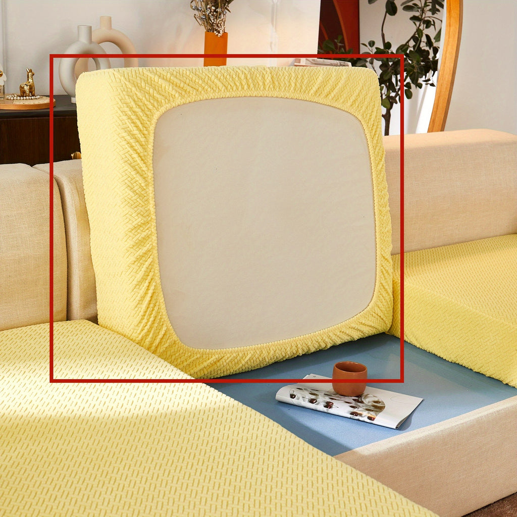 Housse de coussin extensible en polaire jacquard, housse posée