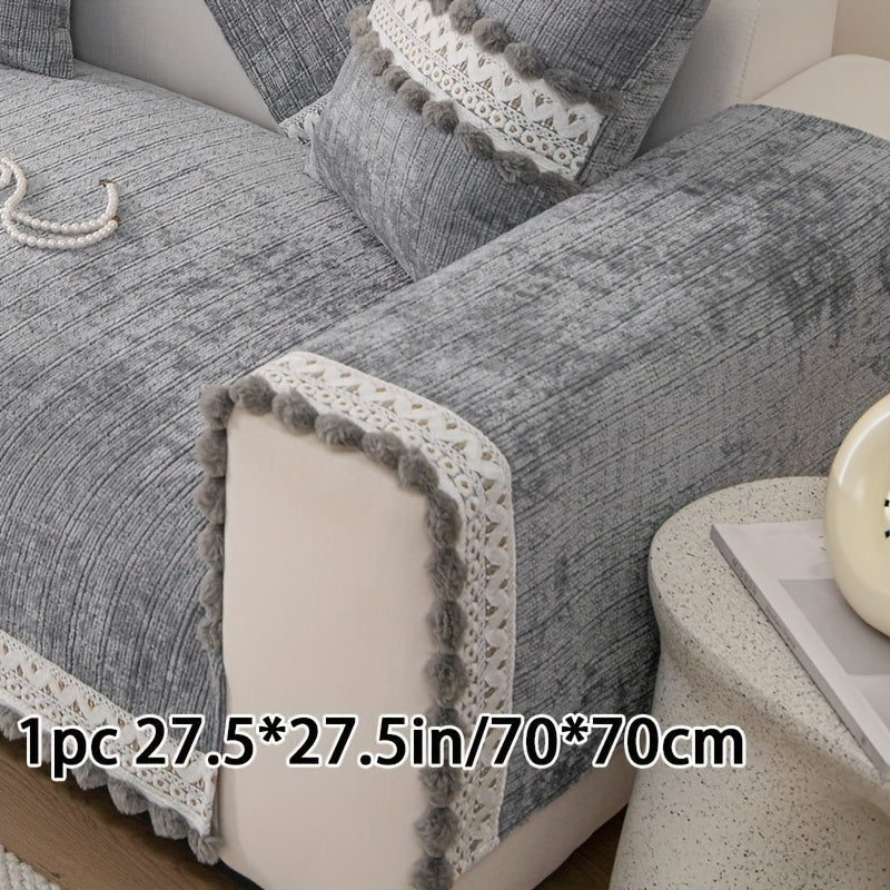 Housse de canapé en chenille en fils teints anti-griffes, visuel produit