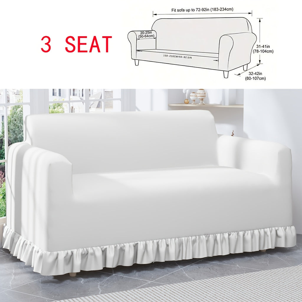 Housse de canapé extensible en fibre de lait à volants, tissu de 200 à 250 g/m²