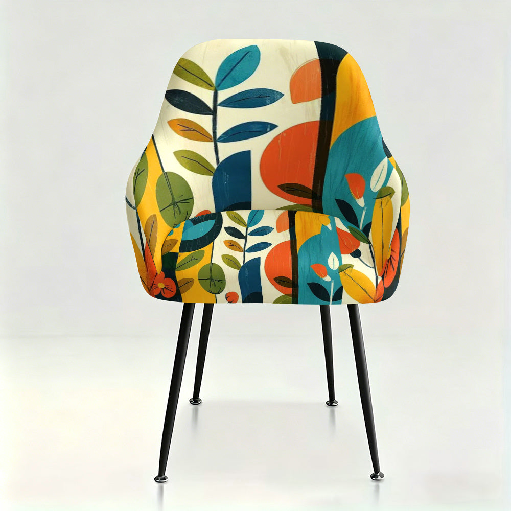 Housse de fauteuil extensible en fibre de lait imprimée à motif feuillage