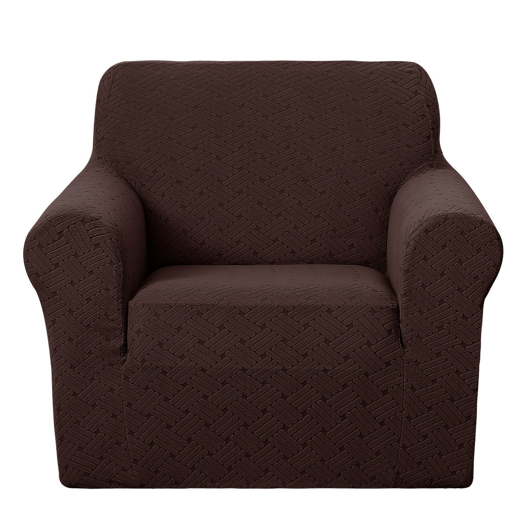 Housse de canapé épaisse extensible en polaire jacquard antidérapante, mise en situation