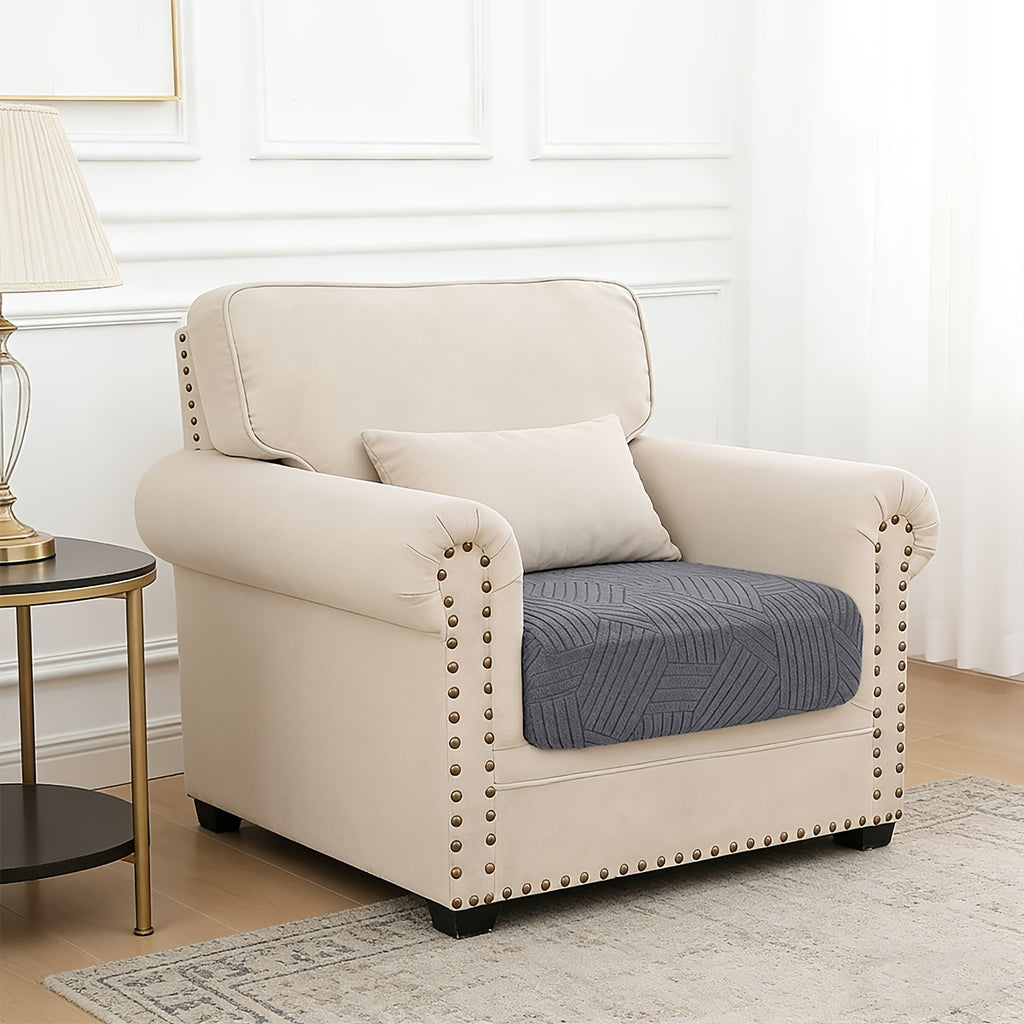 Housse de canapé extensible en polaire jacquard à motif géométrique, housse posée