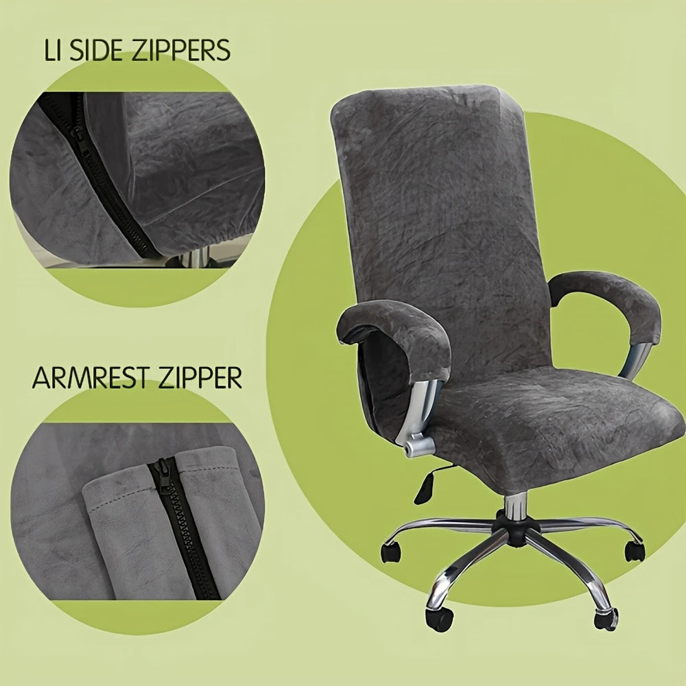 Housse de chaise extensible en velours à fermeture éclair — détail de la matière : velours